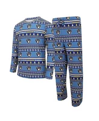 Men's Concepts Sport Navy Milwaukee Brewers Knit Ugly Sweater Long Sleeve Top and Pants Set