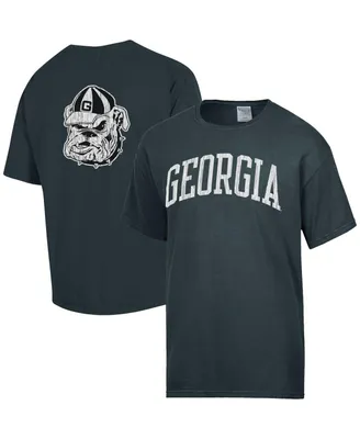 Men's Comfortwash Charcoal Distressed Georgia Bulldogs Vintage Arch 2-Hit T-shirt