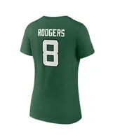 Women's Fanatics Aaron Rodgers Green New York Jets Icon Name and Number V-Neck T-shirt