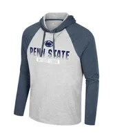 Men's Colosseum Heather Gray Penn State Nittany Lions Hasta La Vista Raglan Hoodie Long Sleeve T-shirt