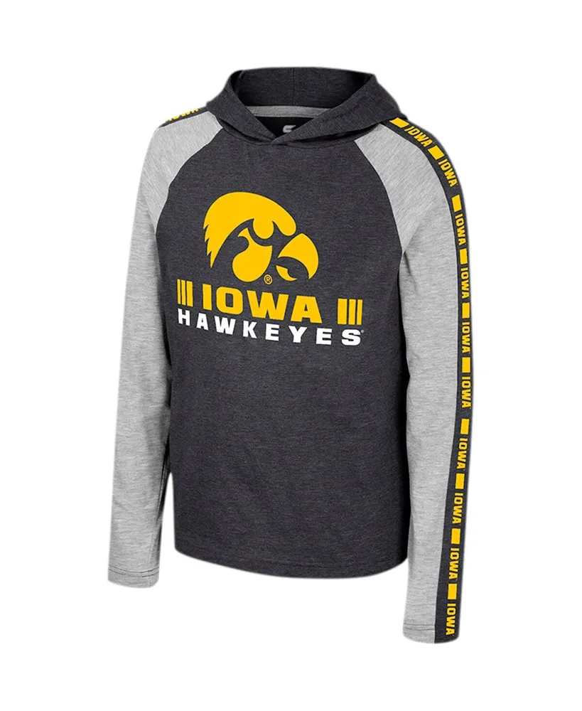 Big Boys Colosseum Black Iowa Hawkeyes Ned Raglan Long Sleeve Hooded T-shirt
