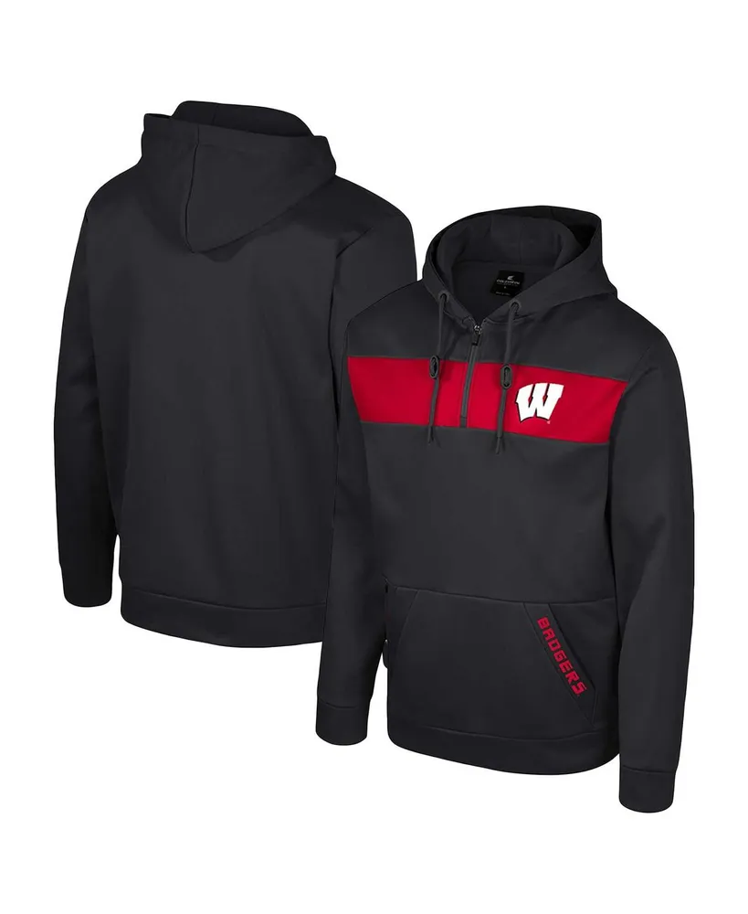 Men's Colosseum Black Wisconsin Badgers Quarter-Zip Hoodie