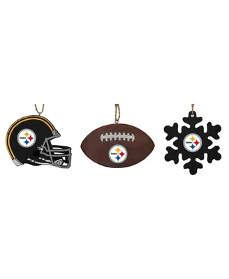 The Memory Company Pittsburgh Steelers Three-Pack Helmet, Football and Snowflake Ornament Set