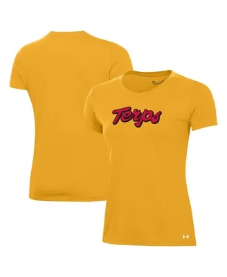 Women's Under Armour Gold Maryland Terrapins Script Gold Out T-shirt