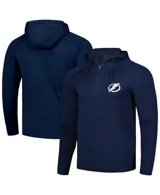 Men's Antigua Heather Navy Tampa Bay Lightning Spikes Raglan Quarter-Zip Hoodie