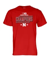 Men's and Women's Blue 84 Scarlet Nebraska Huskers 2023 Big Ten Soccer Regular Season Champions Locker Room T-shirt