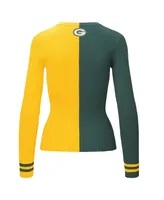 Women's Staud Green, Gold Green Bay Packers Cargo Sweater