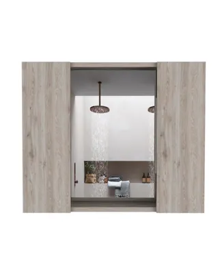 Simplie Fun Artemisa Medicine Cabinet, Double Door, Mirror, One External Shelf - Light Gray