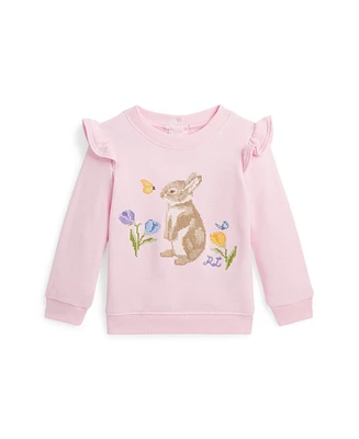 Polo Ralph Lauren Baby Girls Ruffled Bunny Terry Long Sleeve Sweatshirt