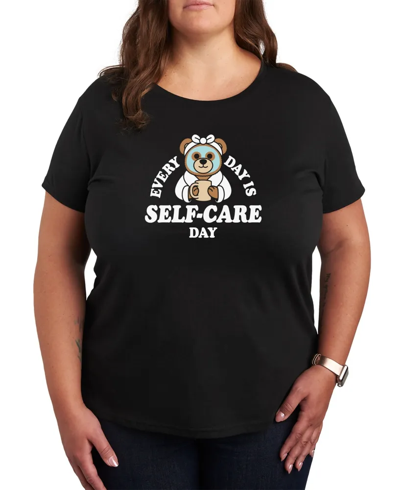 Hybrid Apparel Trendy Plus Self Care Teddy Graphic T-shirt
