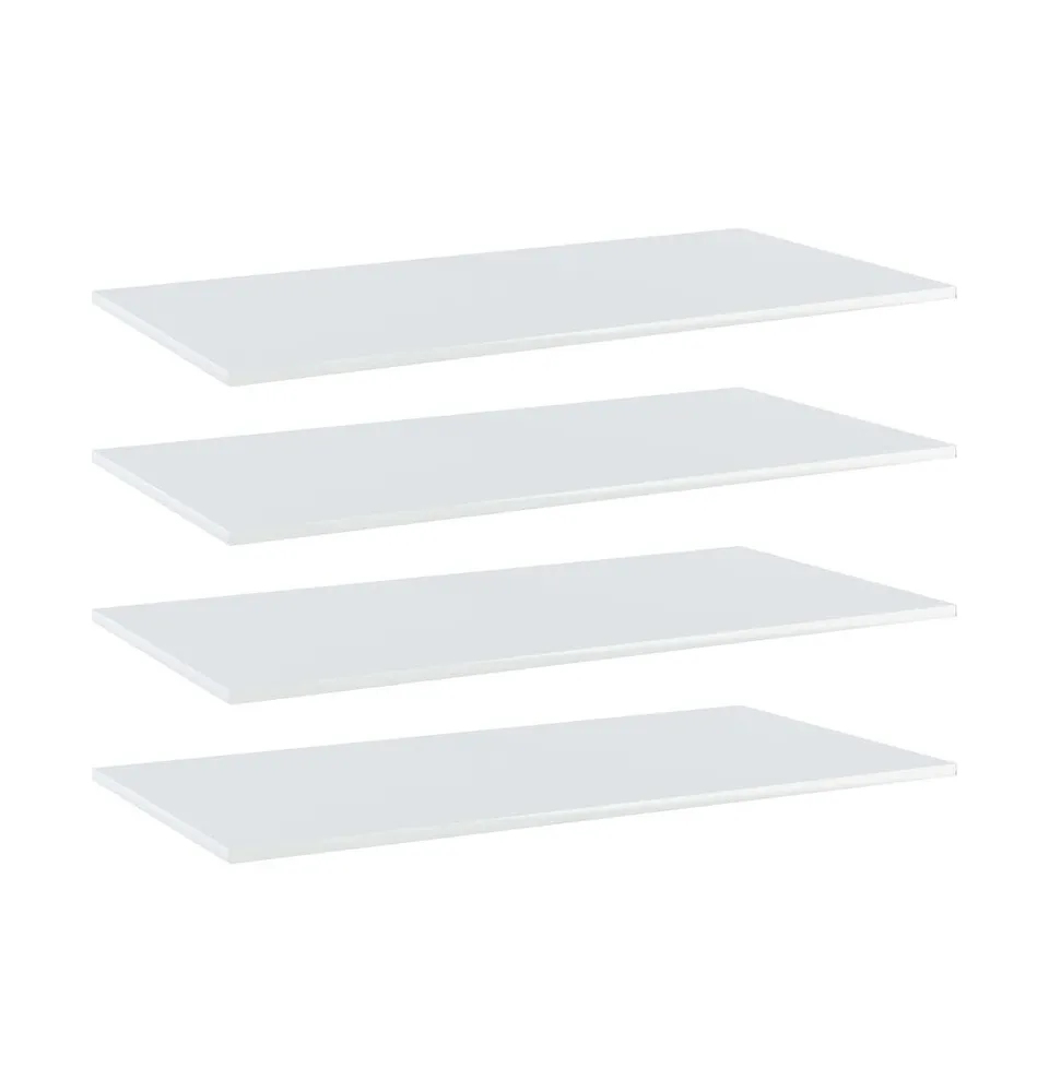 Bookshelf Boards 4 pcs High Gloss White 39.4"x19.7"x0.6" Engineered Wood