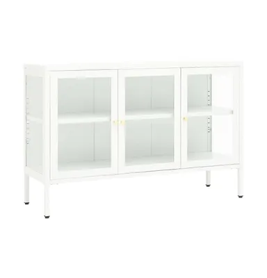 Sideboard White 41.3"x13.8"x27.6" Steel and Glass