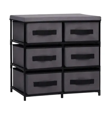 Storage Cabinet with 6 Drawers 21.7"x11.4"x21.7" Gray Steel