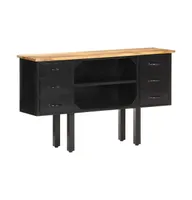 Sideboard 43.3"x11.8"x25.6" Solid Rough Mango Wood and Steel