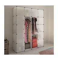 Modular Cabinet with 14 Compartments White 14.6"x57.5"x71.1"