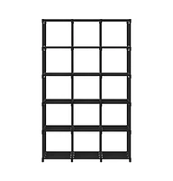 15-Cube Display Shelf Black 40.6"x11.8"x69.1" Fabric