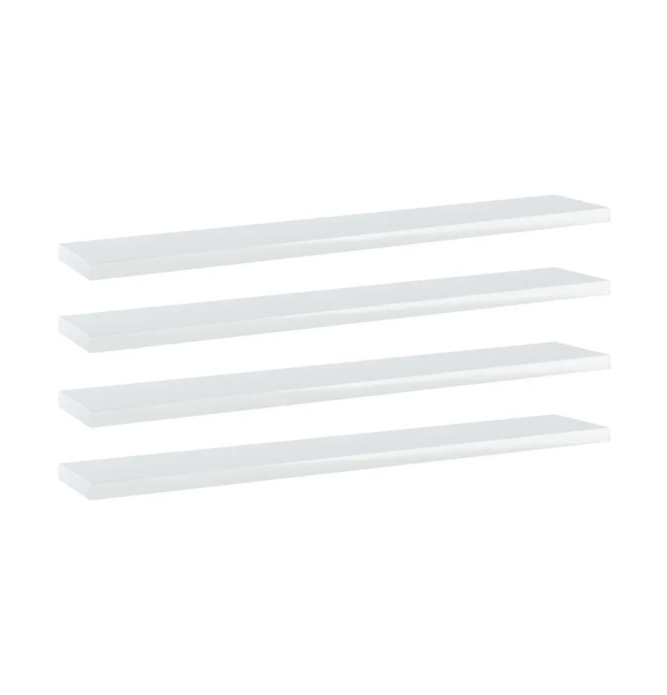 Bookshelf Boards 4 pcs High Gloss White 23.6"x3.9"x0.6" Engineered Wood