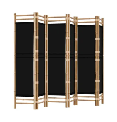 Folding 6-Panel Room Divider 94.5" Bamboo and Canvas