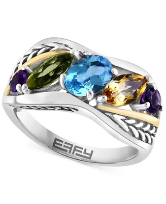 Effy Multi-Gemstone Statement Ring (2-5/8 ct. t.w.) in Sterling Silver & 18k Gold-Plate