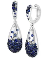 Effy Blue Sapphire (3-1/2 ct. t.w.) & White Sapphire (1/3 ct. t.w.) Ombre Cluster Drop Earrings in Sterling Silver