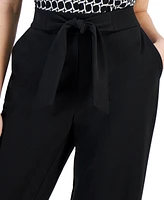 Ak Anne Klein Petite Tie-Front Pull-On Wide-Leg Pants