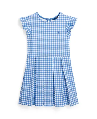 Polo Ralph Lauren Toddler and Little Girls Gingham Ruffled Ponte Fit Flare Dress