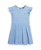 Polo Ralph Lauren Toddler and Little Girls Gingham Ruffled Ponte Fit Flare Dress