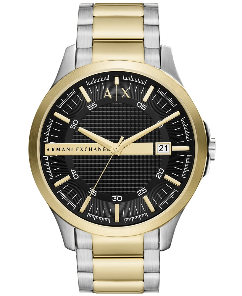 A|X Armani Exchange Men's Hampton Three Hand Date Two-Tone Stainless Steel Watch 46mm - Two