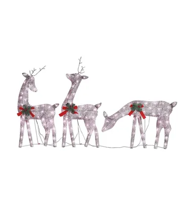 Christmas Reindeer Family 106.3"x2.8"x35.4" Gold Warm White Mesh