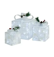 Decorative Christmas Gift Boxes 3 pcs White Outdoor Indoor