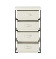 Storage Rack with 4 Fabric Baskets Steel Cream