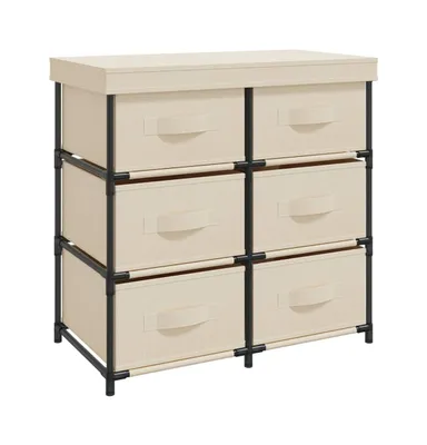 Storage Cabinet with 6 Drawers 21.7"x11.4"x21.7" Cream Steel
