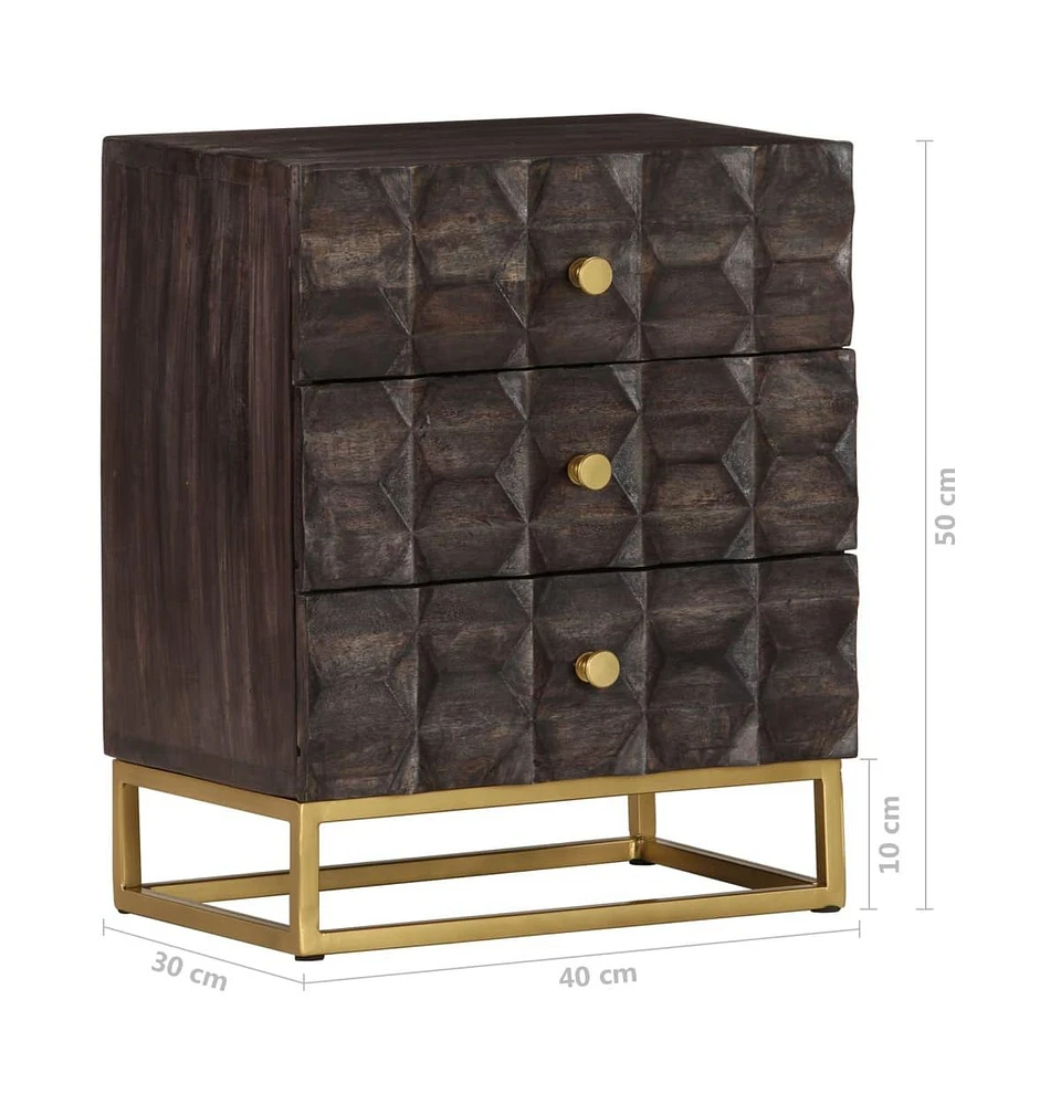 Bed Cabinet Black 15.7"x11.8"x19.7" Solid Mango Wood