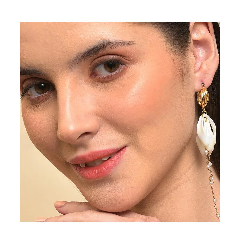 Sohi Women's White Chain Drop Earrings