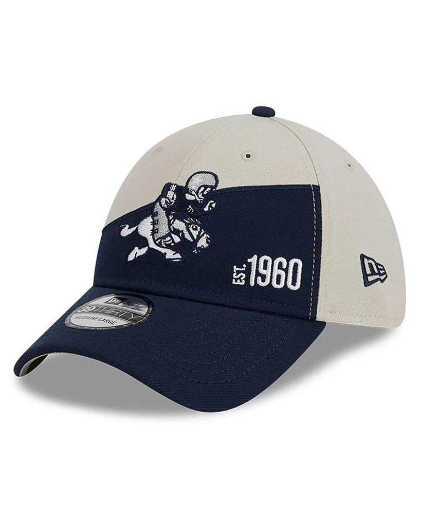Men's New Era Cream, Navy Dallas Cowboys 2023 Sideline Historic 39THIRTY Flex Hat