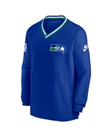 Men's Nike Royal Seattle Seahawks Throwback V-Neck Pullover Windbreaker