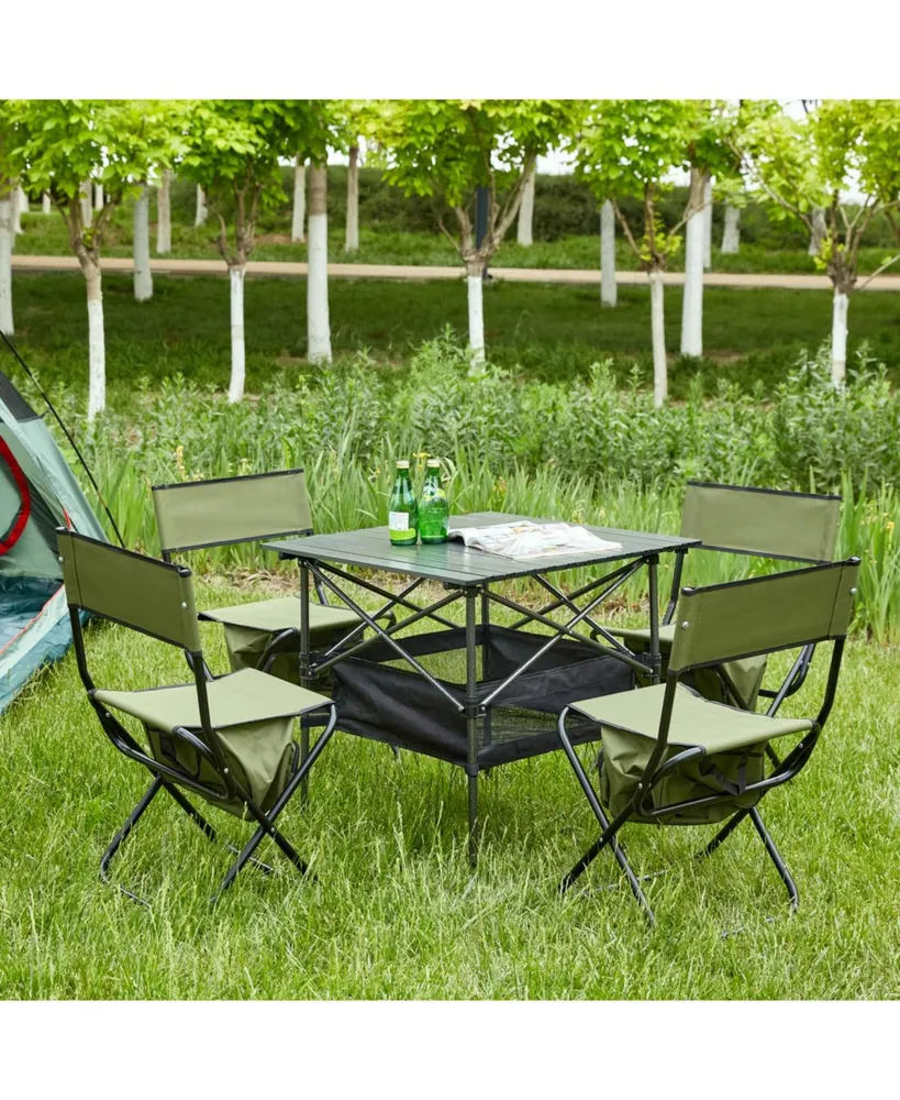 Simplie Fun 5-Piece Folding Table and Chairs Set for Outdoor Use