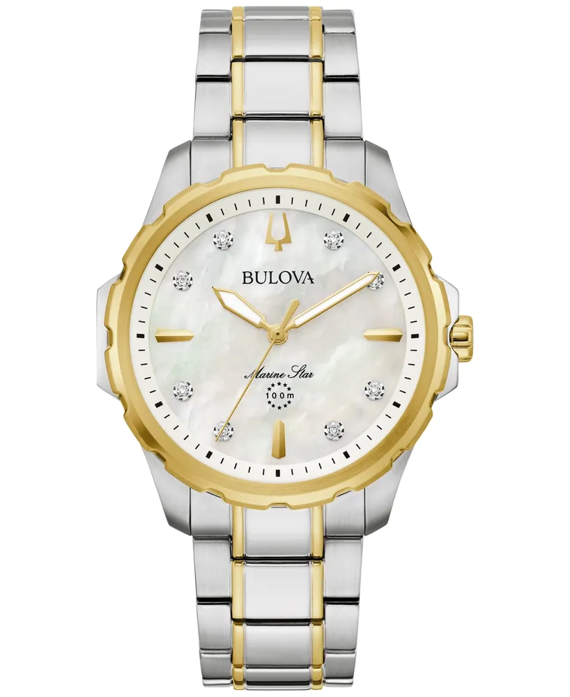 Bulova Women's Marine Star Diamond Accent Two-Tone Stainless Steel Bracelet Watch 36mm - Two