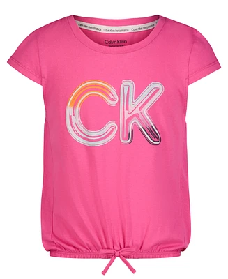 Calvin Klein Performance Big Girls Cinched Waist Muscle Round Neck T-shirt