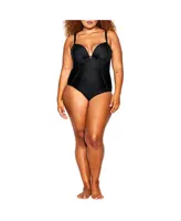 City Chic Women's Grenada Underwire 1 Piece Swimsuit - black