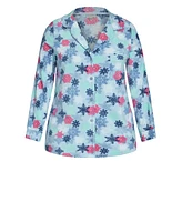 Plus Snowflake Button Fleece Sleep Top