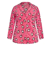 Plus Penguin Button Fleece Sleep Top