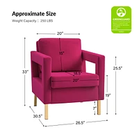 Levitt Square Arm Velvet Accent Chair with Metal Base