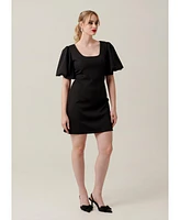 Nana'S Women's Puff sleeve little black dress, fit & flare