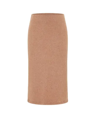Nana'S Women's Mid-Rise Knitted Midi Skirt of Premium Stretchy Fabric