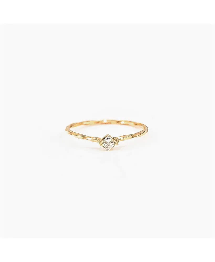 Thin Crystal Solitaire Ring