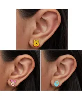 Disney Winnie the Pooh Gold Flash Plated Stud Earring Set, 3 Pairs