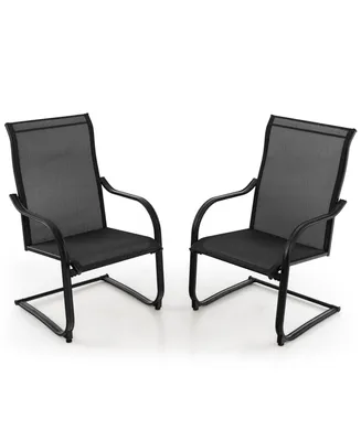 2pcs C-Spring Motion Patio Dining Chairs All Weather Heavy Duty Outdoor