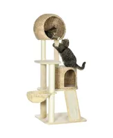 Paw Hut 59 Inch Cat Tree for Indoor Cats with Cat Condo, Hammock, Beige