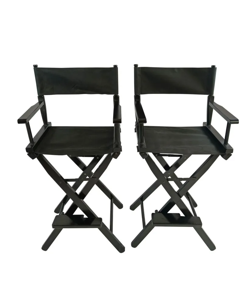 Simplie Fun Folding Black Director's Chair Set - 2 Pieces